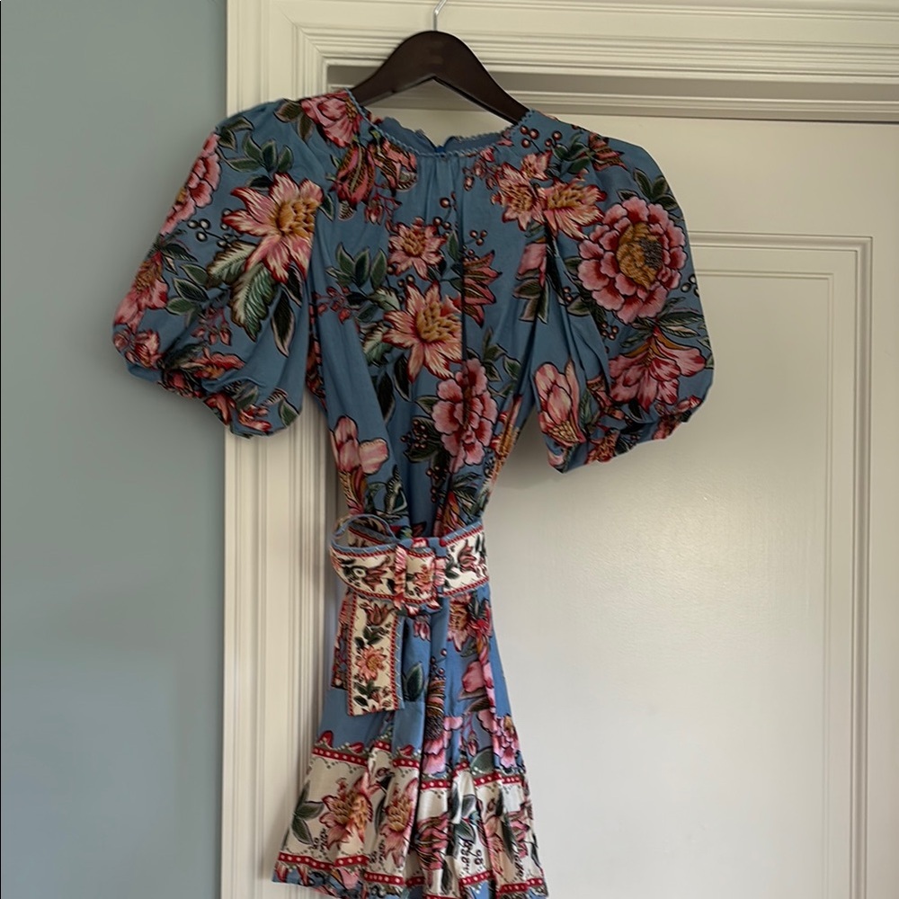 Farm Rio Puff Sleeve Belted Mini Sundress - Picture 2 of 11